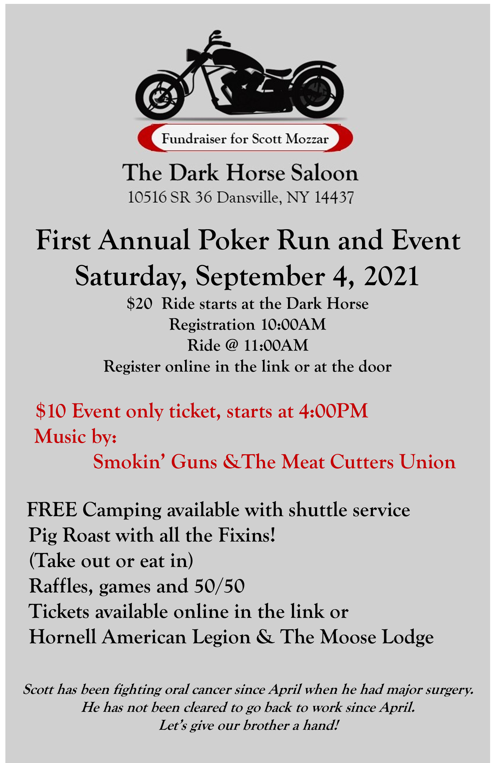 The Dark Horse Saloon First Annual Poker Run and Event Motorcycle Roads